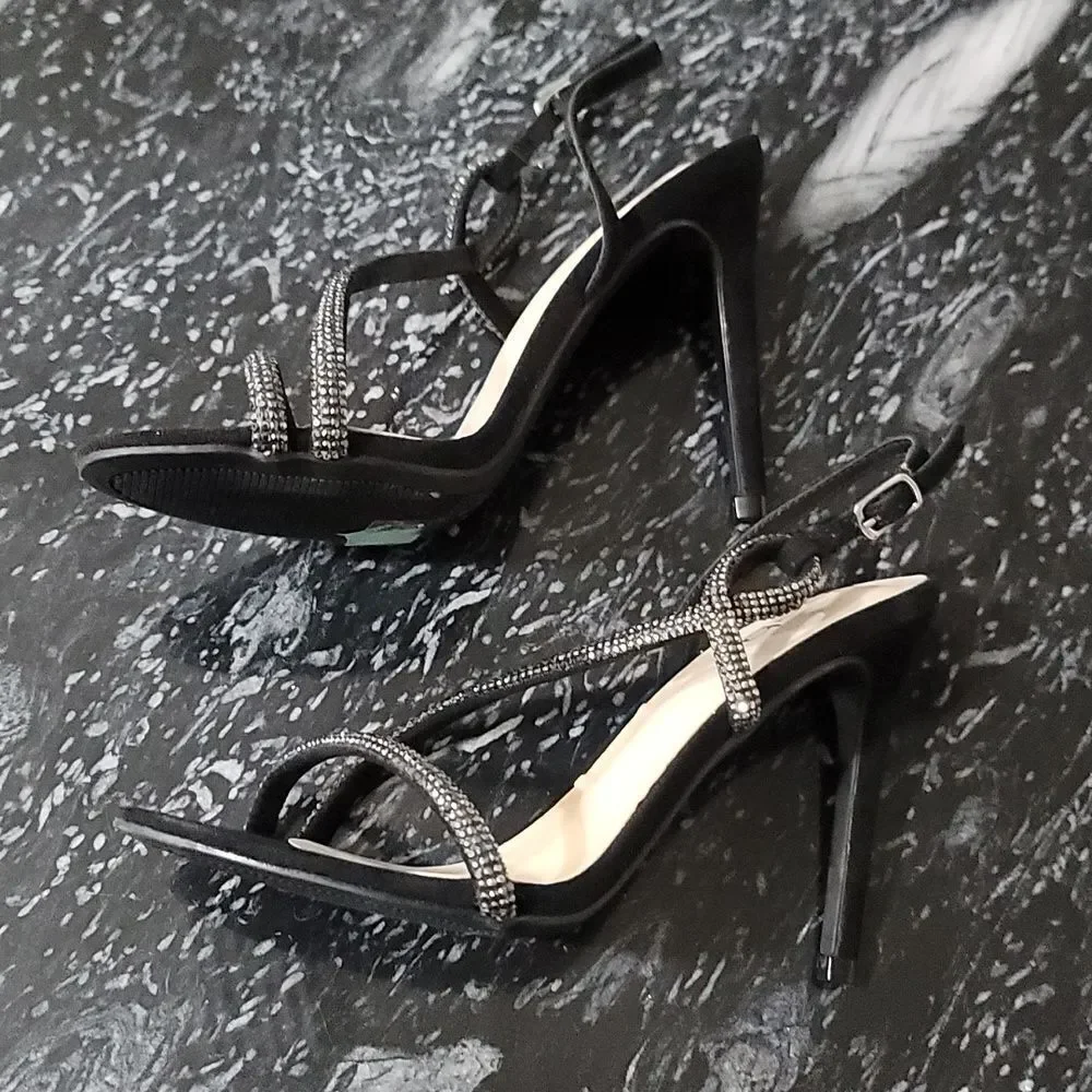BRAND NEW BEBE STRAPPY HIGH HEEL STILETTOS RHINESTONES STRAP SANDAL